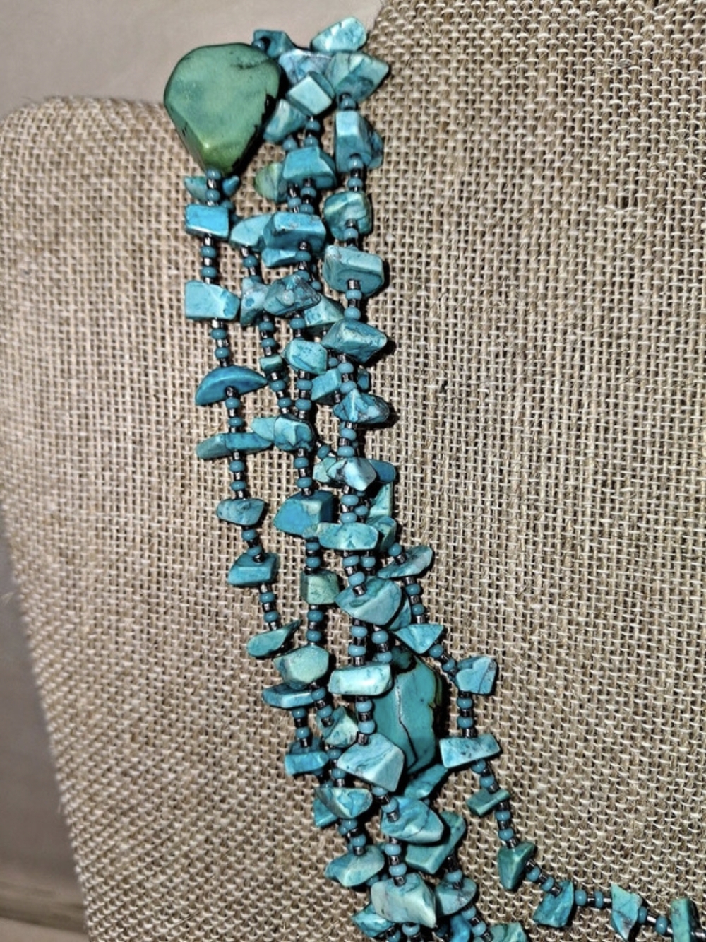 Turquoise Multi-Strand Statement Necklace - Picture 5 of 7